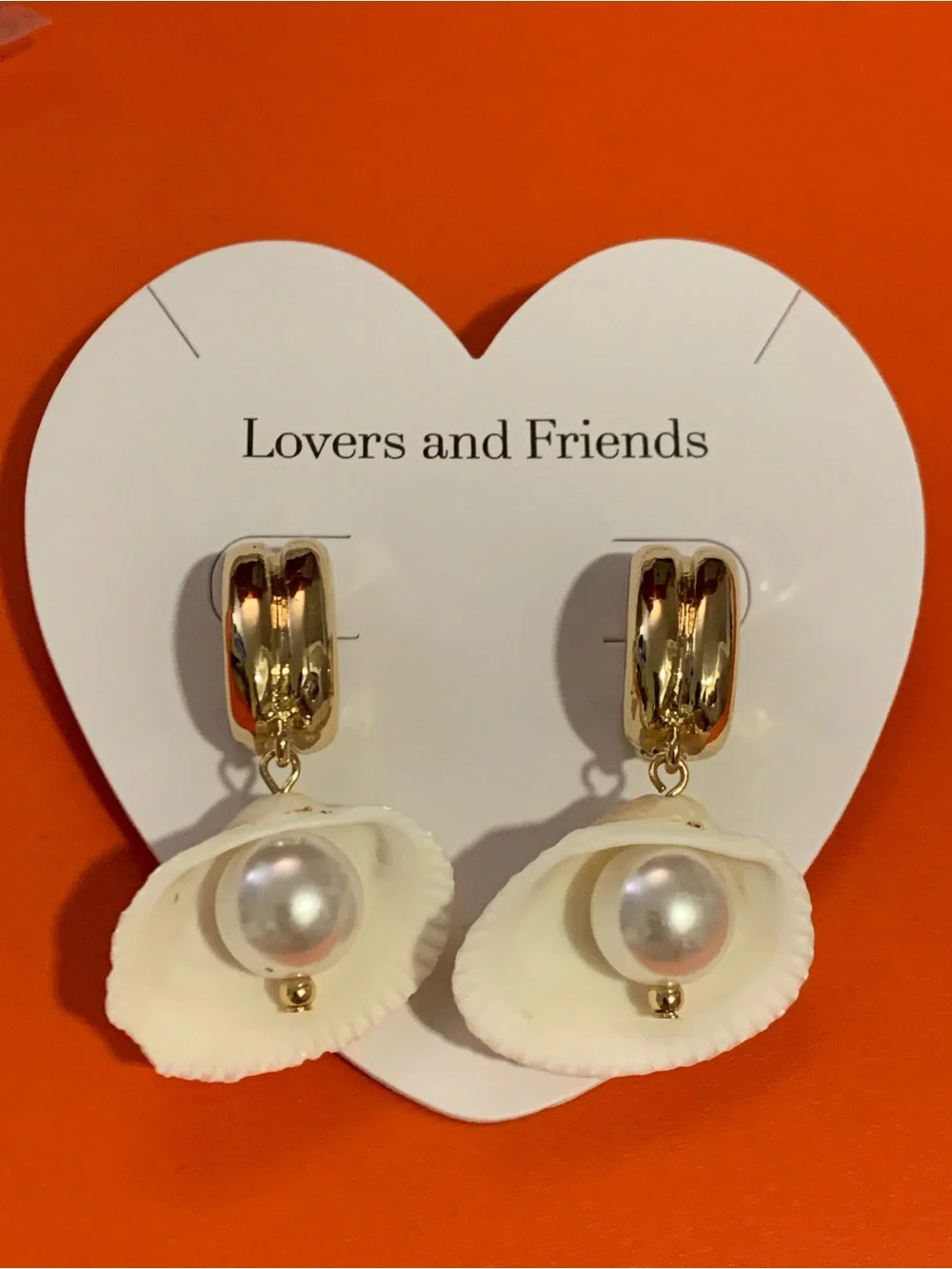 Lovers and Friends Newport Gold Hoop Earrings with White Shell and Pearl Drops
